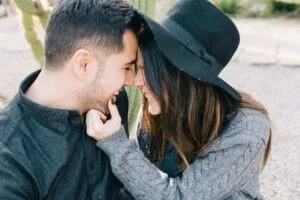 Close-up of a a Happy Couple being Affectionate to Each Other