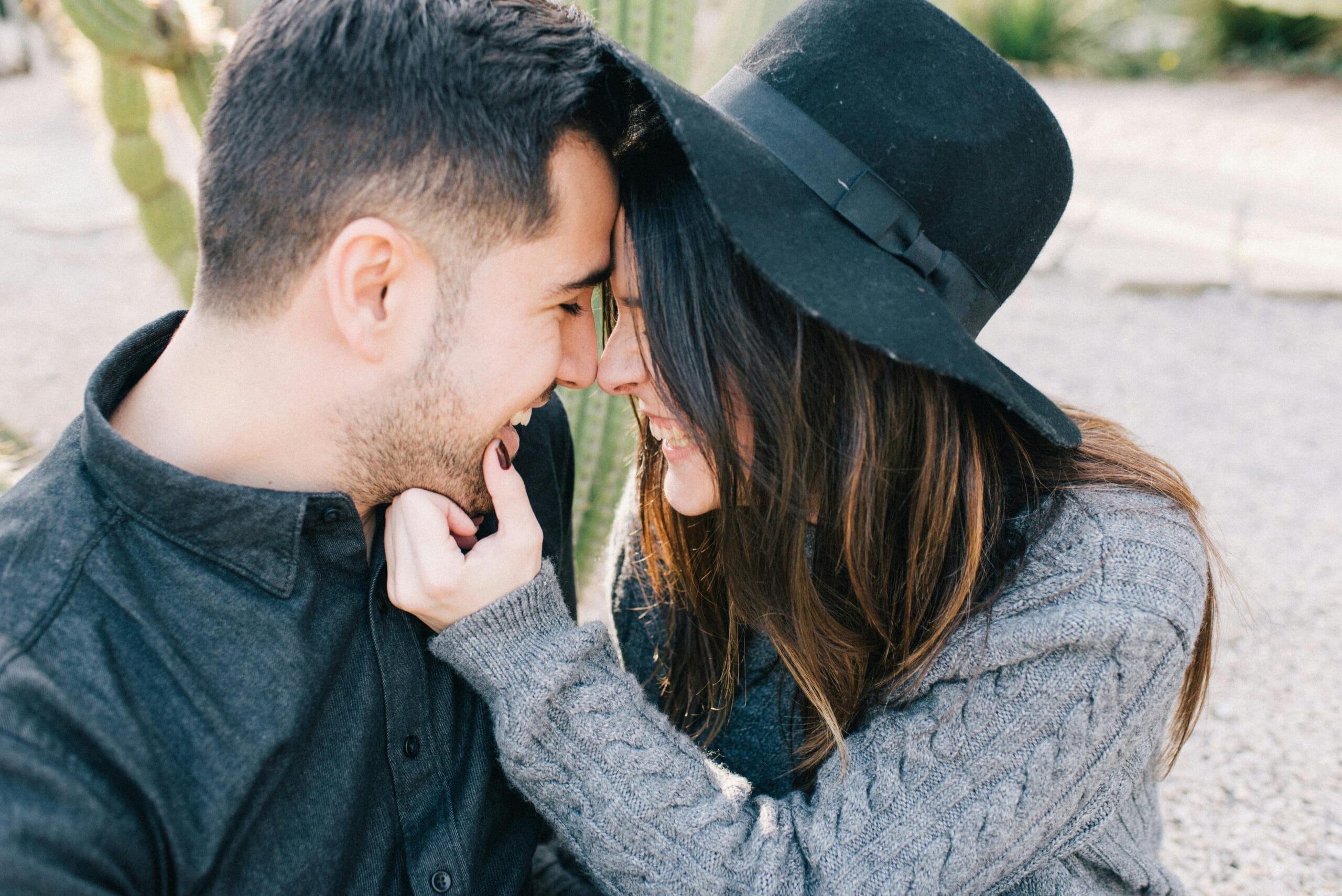 Close-up of a a Happy Couple being Affectionate to Each Other
